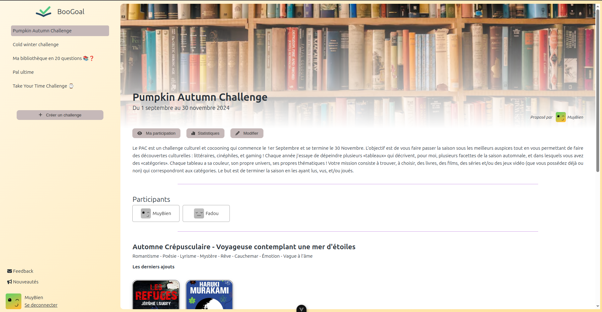 Application BooGoal pour challenges de lecture et books tracking