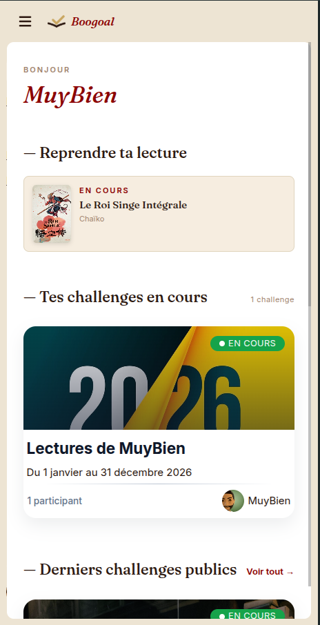 BooGoal installé comme application mobile (PWA) sur un téléphone.